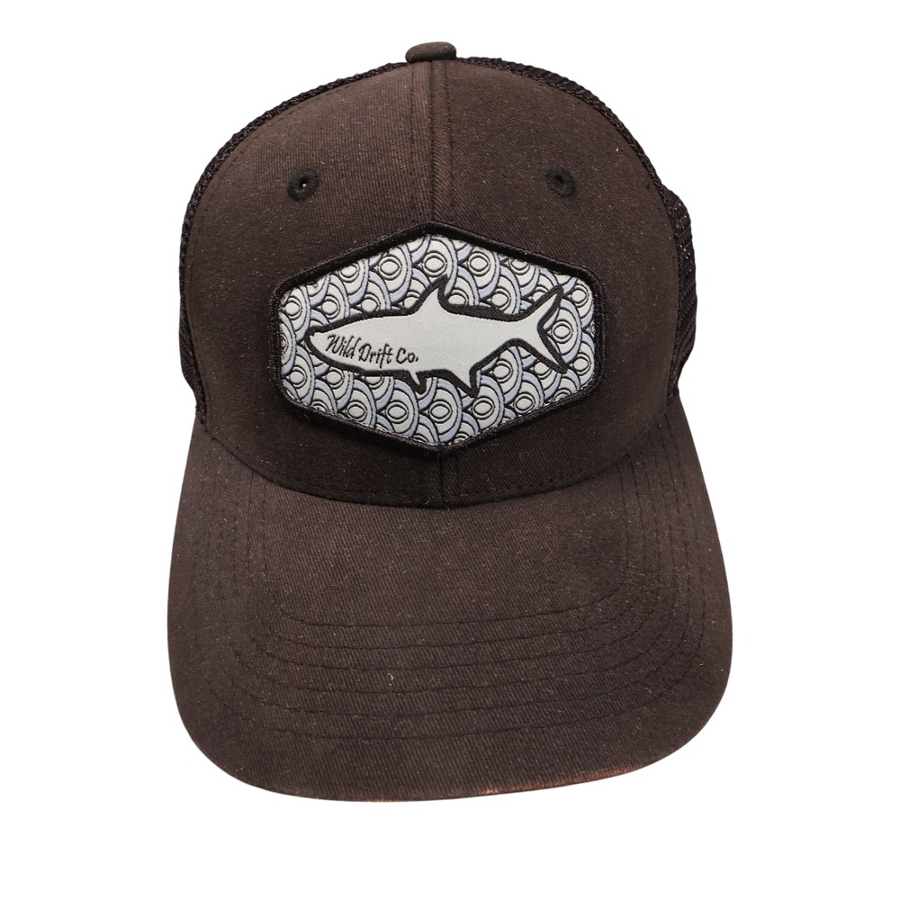 Wild Drift Co.‎ Trucker Hat Fishing Patch Adjustable Back Brown Cap